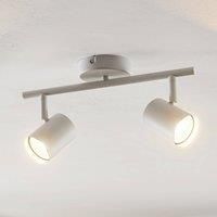 Lindby ceiling light Jorell, matt white, 2-bulb, metal