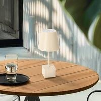 Lindby LED rechargeable table lamp Janea CUBE, beige, metal