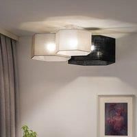 Euluna Emil ceiling lamp, textile black/grey/white, 3-bulb