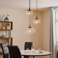 Euluna Turku pendant lamp three-bulb round clear/black
