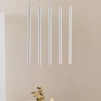 Euluna Thin pendant light, white, 5-bulb, linear