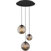 Euluna Smoky pendant light with glass shades, 3-bulb