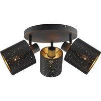 Lindby Vasilia Ceiling Light (Modern) in Black Textile (3 Bulbs, E14) - Ceiling Light Lamp Living Room Light