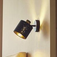 Lindby Vasilia Wall Light Indoor (Modern) in Black Textile (1 Bulb E14) - Wall Lights Wall Spotlight Wall Lighting Bedroom / Living Room Light