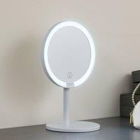 Lindby LED rechargeable mirror Renki, white, plastic, dimmable