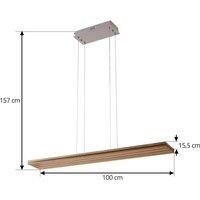 Lucande LED pendant light Silja, wood, acrylic, white, 640lm