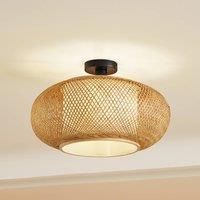 Lindby ceiling light Romaine, bamboo, natural/white, 50 cm