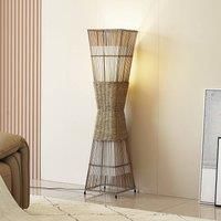 Lindby Jacinto floor lamp, bamboo, hemp, height 130 cm
