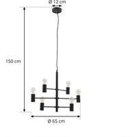 Lucande pendant light Aidas, black, metal, 6-bulb