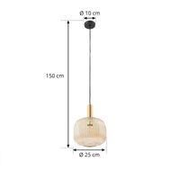 Lindby Doroteo pendant light, 25 cm, 1-bulb, amber, glass