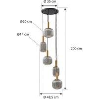 Lindby Doroteo pendant light, 5-bulb, grey, glass