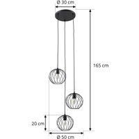 Lindby Danika Pendant Light (Modern) in Black Metal (3 Bulbs, E27) - Ceiling Light Dining Table Lamp Pendant Lamp Living Room Light