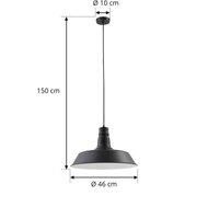 Lindby Laylan Pendant Light (Modern) in Black Metal (1 Bulb, E27) - Ceiling Light Dining Table Lamp Pendant Lamp Living Room Light