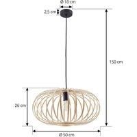 Lindby Lielle Pendant Light (Country House, Vintage Rustic) (1 Bulb E27) - Wooden Pendant Light Dining Table Lamp Living Room Light