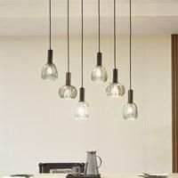 Lindby Tolli Pendant Light (Modern) in Black Metal (6 Bulbs, E27) - Glass Pendant Lamp Dining Table Lamp Hanging Light Living Room Light