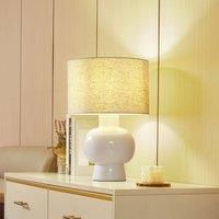 Lindby Arved Scandinavian Table Lamp in White Textile (1 Bulb, E27) - Table Lamp Desk Lamp Bedside Lamp Living Room Light