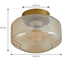 Lindby ceiling light Hildur, amber, glass, 22 cm