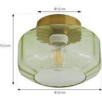Lindby ceiling light Hildur, green, glass, 22 cm