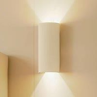 Lindby wall light Colja, round, height 30.5 cm, plaster, white