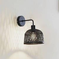Lindby wall light Eskil, 18.5 cm, black, bamboo