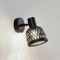 Lindby wall light Eskil, 10 cm, black, bamboo