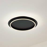 Lindby LED ceiling light Kunis, black, plastic, 46 cm