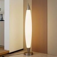 Lucande LED floor lamp Tarell, white/nickel, 146 cm, dimmable