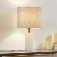 Lindby table lamp Alabaster, white/beige, 25cm, marble, E27