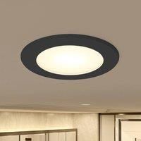 Prios LED recessed spotlight Rida, black, 10 cm, CCT, IP44