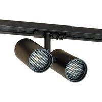 Lindby track spotlight Linaro, GU10, 2-bulb, black, lens cover