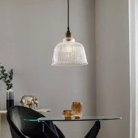Euluna Leana pendant light, clear glass, 1-bulb, antique brass