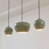 Lucande Malisa pendant light, green, 3-bulb, metal, length 90cm