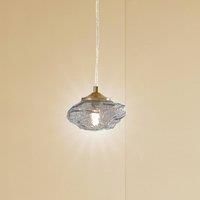 Lindby pendant light Piatra, smoke/brass, glass, 16 cm, G9