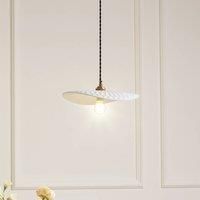 Lindby pendant light Annira, 29 cm, ceramic, white/brass