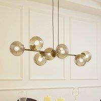 Lindby pendant light Isamer, smoke grey, 130 cm, globe