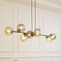 Lindby pendant light Isamer, smoke grey/amber, 130 cm, globe