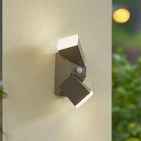 Lindby LED outdoor wall light Sally, 22 cm, grey, sensor