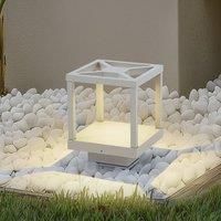 Lucande LED pedestal light Lealan, grey, metal, 23 cm, IP54