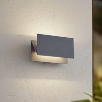 Lucande LED outdoor wall light Meja, grey, aluminium, 27cm, IP54