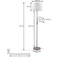 Lindby Jaileen floor lamp, white, textile, 170 cm, reading light
