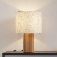 Lindby Kimiko Table Lamp (Scandinavian) Made of Wood (1 Bulb, E27) - Textile Table Lamp Desk Lamp Bedside Lamp Living Room Light