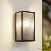 Lindby Peldar outdoor wall lamp, 26 cm, ribbed, IP44, E27