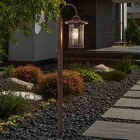 Lindby Zayn path light, rust, glass, height 109 cm