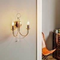 Euluna Retro wall light, 2-bulb, gold
