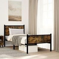 Metal Bed Frame without Mattress Smoked Oak 90x200 cm