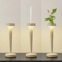 Lucande LED battery-operated candle holder Lea, vase, beige, 28 cm