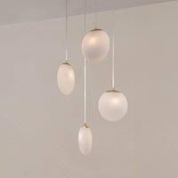 Lucande Lunelle pendant light, white/brass, glass, 4-bulb, 40cm