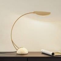 Lucande Rivera table lamp, beige, metal, stone, 51 cm, G9