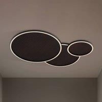 Lucande Orven LED Ceiling Light Dimmable (Modern) in Black Metal (1 Bulb) - Wooden Ceiling Light Lamp Living Room Light