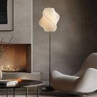 Lucande floor lamp Tovina, textile, white, height 165 cm